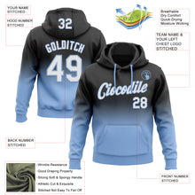 Load image into Gallery viewer, Custom Stitched Black White-Light Blue Fade Fashion Sports Pullover Sweatshirt Hoodie
