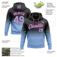 Load image into Gallery viewer, Custom Stitched Black Light Blue-Pink Fade Fashion Sports Pullover Sweatshirt Hoodie

