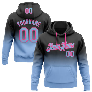Custom Stitched Black Light Blue-Pink Fade Fashion Sports Pullover Sweatshirt Hoodie