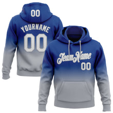 Load image into Gallery viewer, Custom Stitched Royal White-Gray Fade Fashion Sports Pullover Sweatshirt Hoodie
