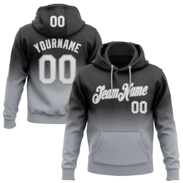 Custom Stitched Black White-Gray Fade Fashion Sports Pullover Sweatshirt Hoodie