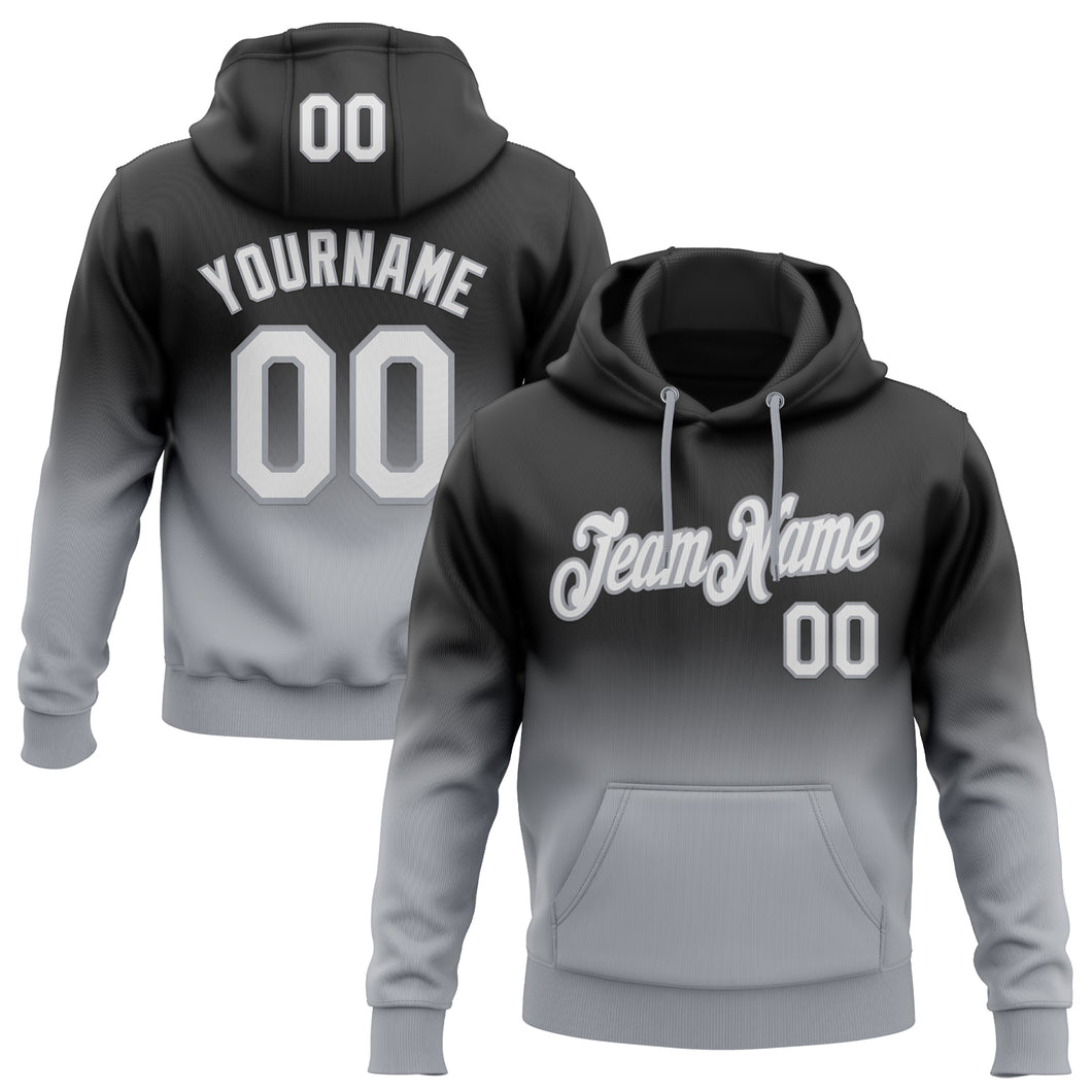 Custom Stitched Black White-Gray Fade Fashion Sports Pullover Sweatshirt Hoodie