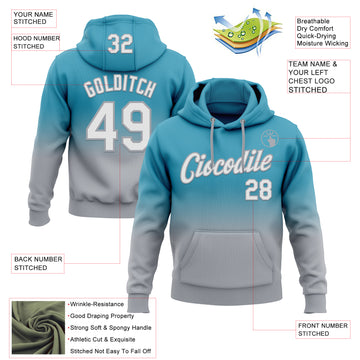 Custom Stitched Panther Blue White-Gray Fade Fashion Sports Pullover Sweatshirt Hoodie