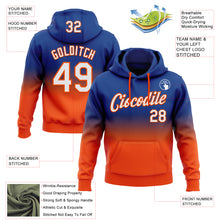Load image into Gallery viewer, Custom Stitched Royal White-Orange Fade Fashion Sports Pullover Sweatshirt Hoodie
