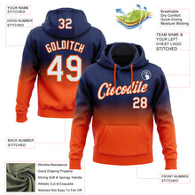 Charger l&#39;image dans la galerie, Custom Stitched Navy White-Orange Fade Fashion Sports Pullover Sweatshirt Hoodie
