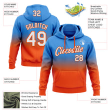Load image into Gallery viewer, Custom Stitched Powder Blue White-Orange Fade Fashion Sports Pullover Sweatshirt Hoodie
