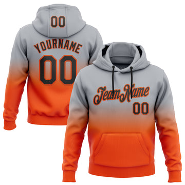 Custom Stitched Gray Black-Orange Fade Fashion Sports Pullover Sweatshirt Hoodie