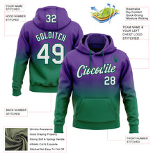 Load image into Gallery viewer, Custom Stitched Purple White-Kelly Green Fade Fashion Sports Pullover Sweatshirt Hoodie
