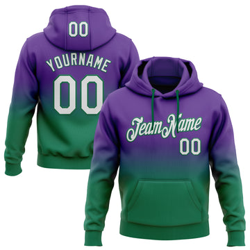 Custom Stitched Purple White-Kelly Green Fade Fashion Sports Pullover Sweatshirt Hoodie
