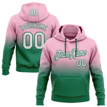 Load image into Gallery viewer, Custom Stitched Light Pink White-Kelly Green Fade Fashion Sports Pullover Sweatshirt Hoodie
