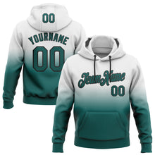 Load image into Gallery viewer, Custom Stitched White Midnight Green-Black Fade Fashion Sports Pullover Sweatshirt Hoodie
