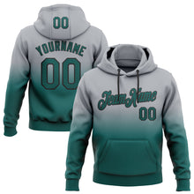 Load image into Gallery viewer, Custom Stitched Gray Midnight Green-Black Fade Fashion Sports Pullover Sweatshirt Hoodie

