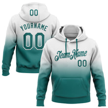 Load image into Gallery viewer, Custom Stitched White Teal Fade Fashion Sports Pullover Sweatshirt Hoodie
