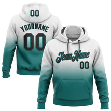 Load image into Gallery viewer, Custom Stitched White Black-Teal Fade Fashion Sports Pullover Sweatshirt Hoodie
