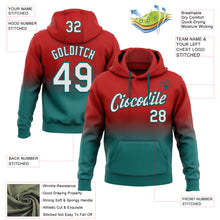 Load image into Gallery viewer, Custom Stitched Red White-Teal Fade Fashion Sports Pullover Sweatshirt Hoodie
