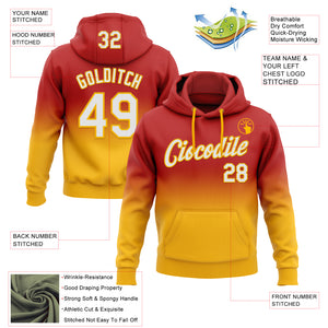 Custom Stitched Red White-Gold Fade Fashion Sports Pullover Sweatshirt Hoodie