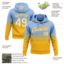Load image into Gallery viewer, Custom Stitched Light Blue White-Gold Fade Fashion Sports Pullover Sweatshirt Hoodie
