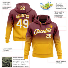 Laden Sie das Bild in den Galerie-Viewer, Custom Stitched Burgundy White-Gold Fade Fashion Sports Pullover Sweatshirt Hoodie
