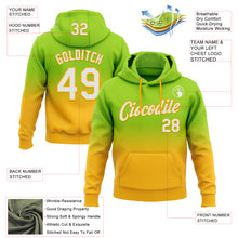 Laden Sie das Bild in den Galerie-Viewer, Custom Stitched Neon Green White-Gold Fade Fashion Sports Pullover Sweatshirt Hoodie
