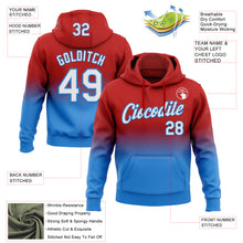 Load image into Gallery viewer, Custom Stitched Red White-Powder Blue Fade Fashion Sports Pullover Sweatshirt Hoodie
