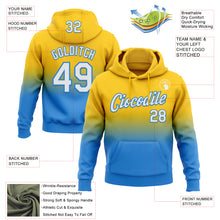 Load image into Gallery viewer, Custom Stitched Yellow White-Powder Blue Fade Fashion Sports Pullover Sweatshirt Hoodie
