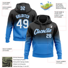 Load image into Gallery viewer, Custom Stitched Black White-Powder Blue Fade Fashion Sports Pullover Sweatshirt Hoodie
