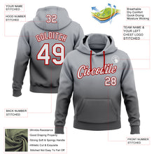 Load image into Gallery viewer, Custom Stitched Gray White Steel Gray-Red Fade Fashion Sports Pullover Sweatshirt Hoodie

