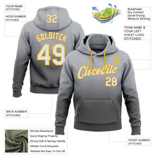 Load image into Gallery viewer, Custom Stitched Gray White Steel Gray-Gold Fade Fashion Sports Pullover Sweatshirt Hoodie
