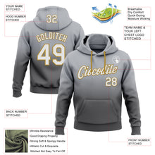Load image into Gallery viewer, Custom Stitched Gray White Steel Gray-Old Gold Fade Fashion Sports Pullover Sweatshirt Hoodie
