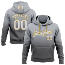 Load image into Gallery viewer, Custom Stitched Gray White Steel Gray-Old Gold Fade Fashion Sports Pullover Sweatshirt Hoodie
