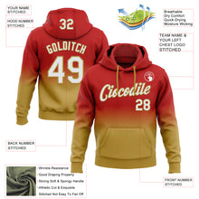 Load image into Gallery viewer, Custom Stitched Red White-Old Gold Fade Fashion Sports Pullover Sweatshirt Hoodie
