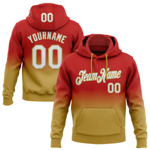 Load image into Gallery viewer, Custom Stitched Red White-Old Gold Fade Fashion Sports Pullover Sweatshirt Hoodie
