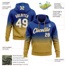 Load image into Gallery viewer, Custom Stitched Royal White-Old Gold Fade Fashion Sports Pullover Sweatshirt Hoodie
