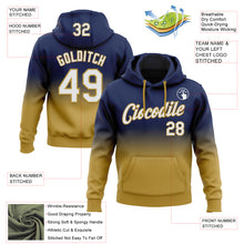 Load image into Gallery viewer, Custom Stitched Navy White-Old Gold Fade Fashion Sports Pullover Sweatshirt Hoodie
