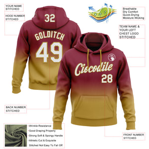 Custom Stitched Crimson White-Old Gold Fade Fashion Sports Pullover Sweatshirt Hoodie