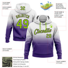 Laden Sie das Bild in den Galerie-Viewer, Custom Stitched White Neon Green-Purple Fade Fashion Sports Pullover Sweatshirt Hoodie
