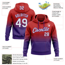 Laden Sie das Bild in den Galerie-Viewer, Custom Stitched Red White-Purple Fade Fashion Sports Pullover Sweatshirt Hoodie
