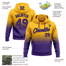 Laden Sie das Bild in den Galerie-Viewer, Custom Stitched Gold Purple-Black Fade Fashion Sports Pullover Sweatshirt Hoodie
