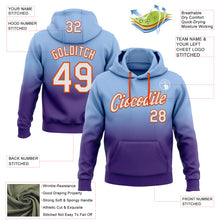 Laden Sie das Bild in den Galerie-Viewer, Custom Stitched Light Blue White Purple-Orange Fade Fashion Sports Pullover Sweatshirt Hoodie
