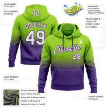 Laden Sie das Bild in den Galerie-Viewer, Custom Stitched Neon Green White-Purple Fade Fashion Sports Pullover Sweatshirt Hoodie
