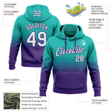 Laden Sie das Bild in den Galerie-Viewer, Custom Stitched Aqua White-Purple Fade Fashion Sports Pullover Sweatshirt Hoodie
