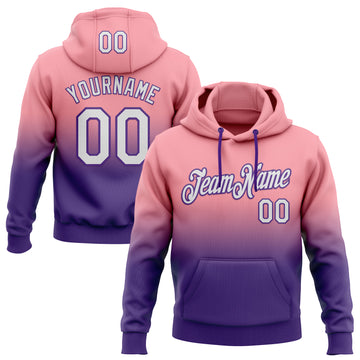 Custom Stitched Medium Pink White-Purple Fade Fashion Sports Pullover Sweatshirt Hoodie