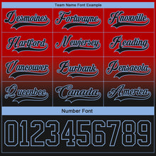 Laden Sie das Bild in den Galerie-Viewer, Custom Red Black-Light Blue Fade Fashion Hockey Lace Neck Jersey
