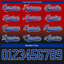 Laden Sie das Bild in den Galerie-Viewer, Custom Red Royal Black-White Fade Fashion Hockey Lace Neck Jersey
