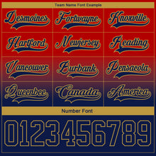 Laden Sie das Bild in den Galerie-Viewer, Custom Red Navy-Old Gold Fade Fashion Hockey Lace Neck Jersey
