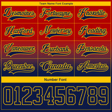 Laden Sie das Bild in den Galerie-Viewer, Custom Red Navy-Yellow Fade Fashion Hockey Lace Neck Jersey
