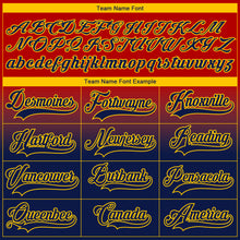 Laden Sie das Bild in den Galerie-Viewer, Custom Red Navy-Yellow Fade Fashion Hockey Lace Neck Jersey
