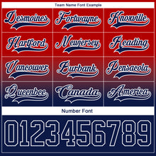 Laden Sie das Bild in den Galerie-Viewer, Custom Red Navy-White Fade Fashion Hockey Lace Neck Jersey
