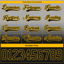 Laden Sie das Bild in den Galerie-Viewer, Custom Gray Black-Gold Fade Fashion Hockey Lace Neck Jersey
