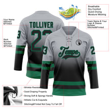 Laden Sie das Bild in den Galerie-Viewer, Custom Gray Black-Kelly Green Fade Fashion Hockey Lace Neck Jersey
